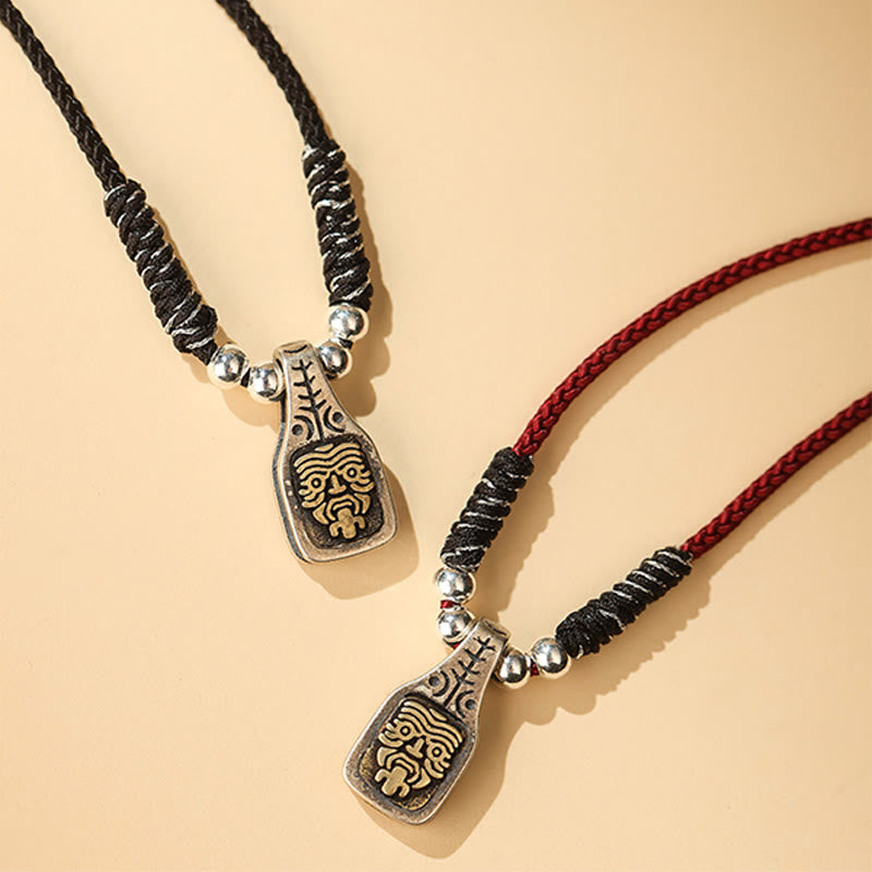 Nimara Ritual Tibetan 925 Sterling Silver Zakiram Goddess of Wealth Protection Rope Necklace Pendant