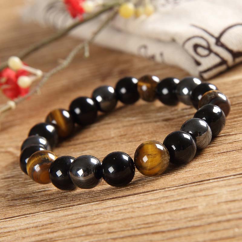 Nimara Ritual Tibetan Tiger's Eye Bracelet Necklace Set