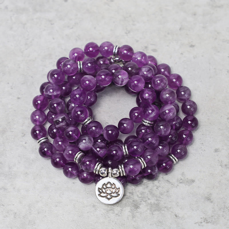 Nimara Ritual Natural Amethyst Purification Mala Bracelet
