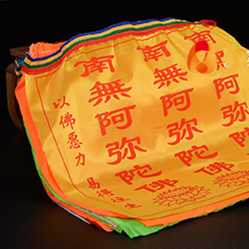 Nimara Ritual Tibetan 7 Colors Windhorse Letter Auspicious Lotus Outdoor 21 Pcs Prayer Flag