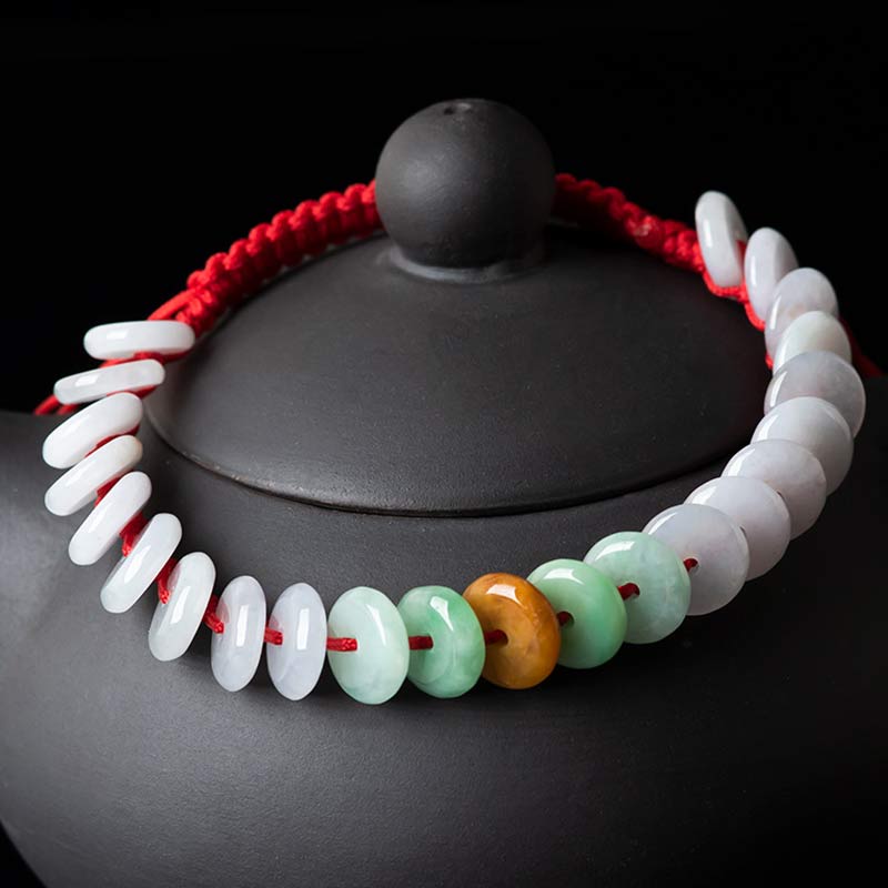 Nimara Ritual Round Jade Lucky Red String Weave Bracelet