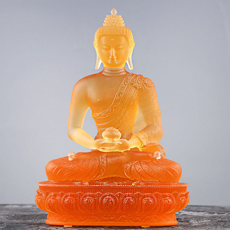 Nimara Ritual Buddha Handmade Figurine Liuli Art Piece Serenity Statue Home Offering Decoration