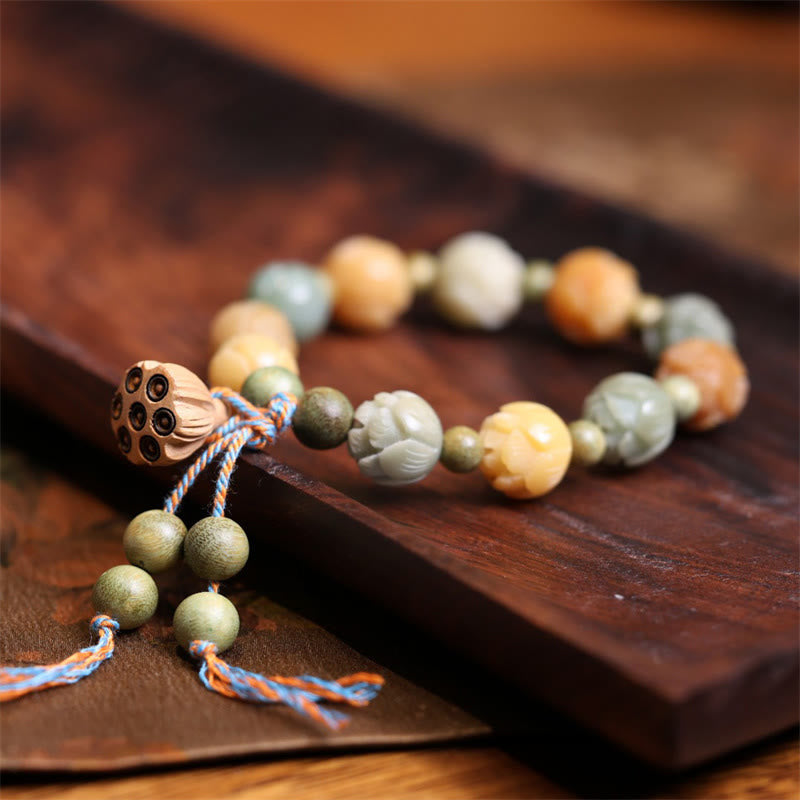 Nimara Ritual Bodhi Seed Lotus Green Sandalwood Wisdom Harmony Bracelet