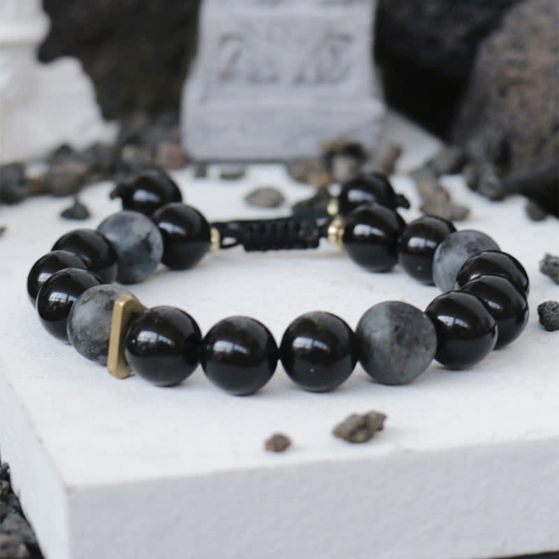 Nimara Ritual Black Obsidian Black Glitter Stone Purification Bracelet