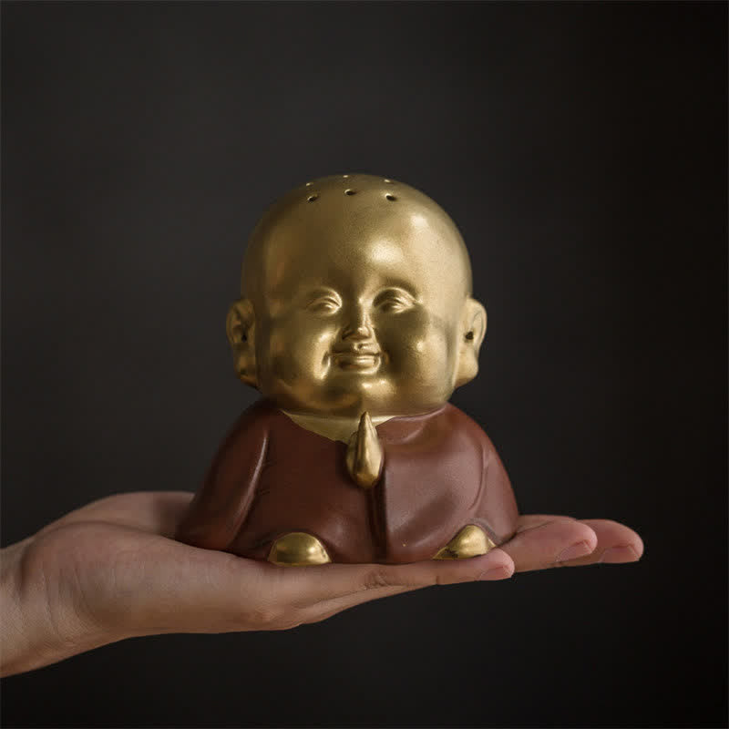 Nimara Ritual Little Buddha Laughing Buddha Ceramic Healing Incense Burner