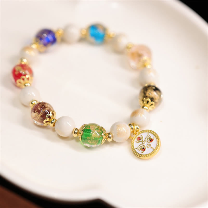 Nimara Ritual Tibetan Five God Of Wealth Fortune Liuli Glass Bead Incense Ash Porcelain Bead Charm Bracelet