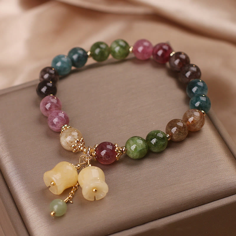 Nimara Ritual Natural Colorful Tourmaline Flower Bead Love Bracelet