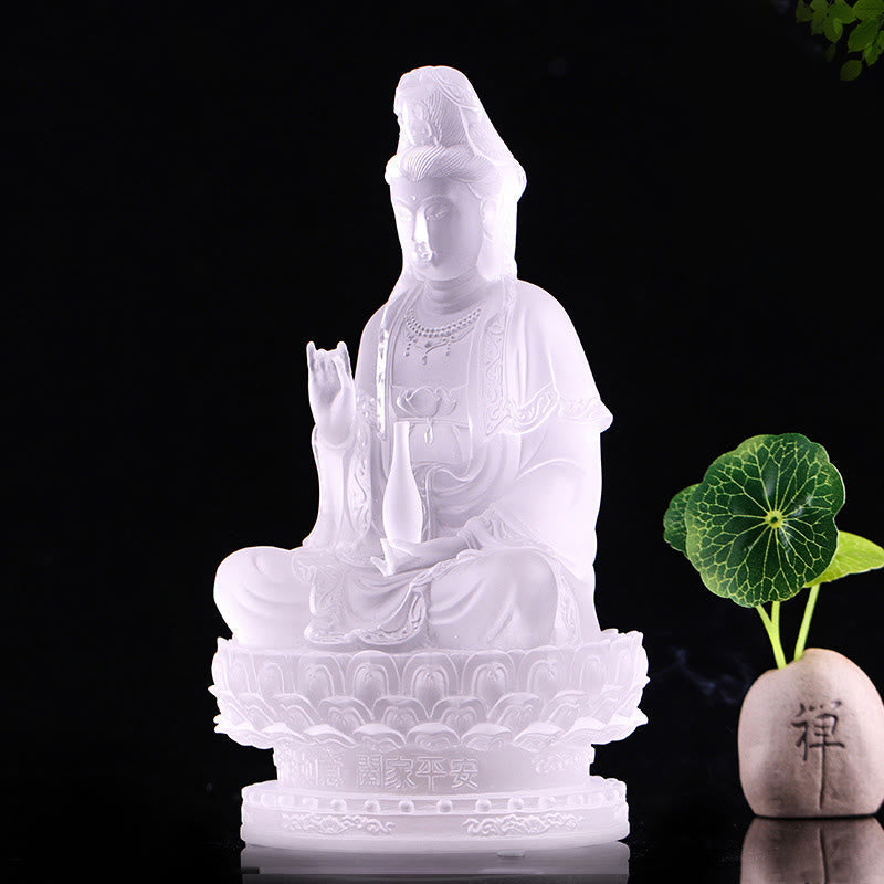 Nimara Ritual Kwan Yin Avalokitesvara Handmade Figurine Liuli Crystal Art Piece Wealth Statue Home Offering Decoration