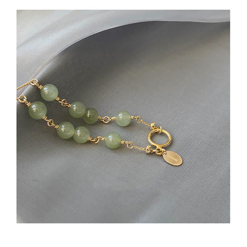 Nimara Ritual Unique Natural Hetian Jade 14K Gold filled Luck Beaded Bracelet