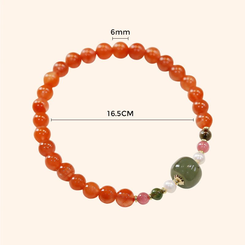 Nimara Ritual Natural Red Agate Hetian Jade Bead Confidence Calm Bracelet