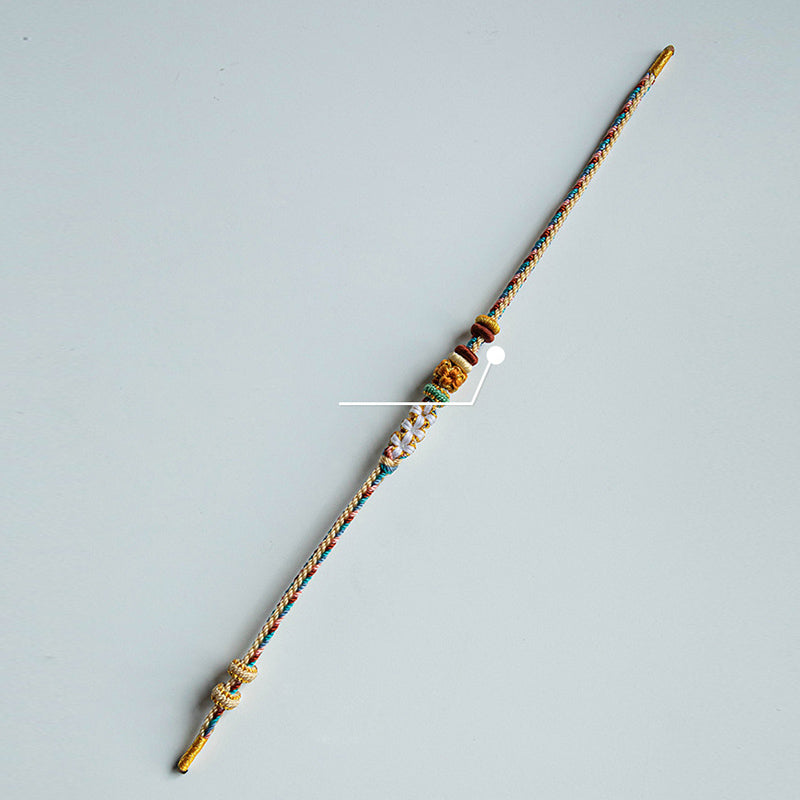 Nimara Ritual Handmade Dunhuang Color Peach Blossom Pattern Braid String Bracelet