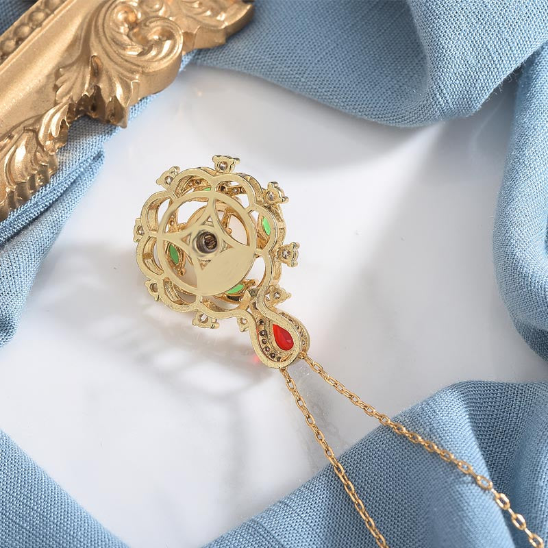 Nimara Ritual Cyan Jade Red Crystal Luck Necklace
