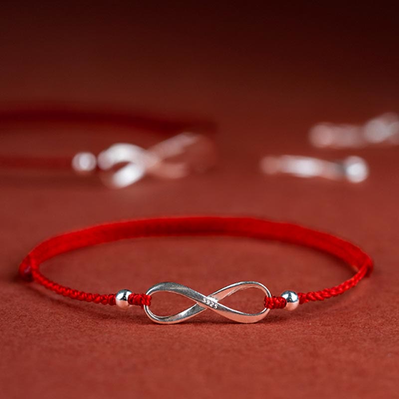 Nimara Ritual 925 Sterling Silver Endless Knot Protection Luck Red String Bracelet Anklet