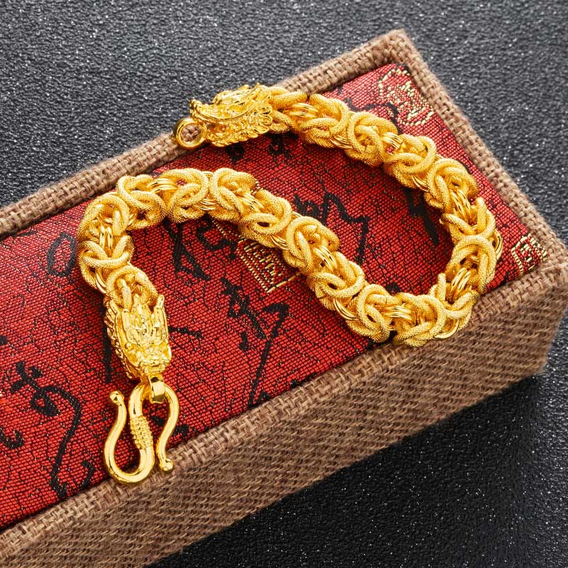 Nimara Ritual 24k Gold Plated Double Headed Dragon Protection Bracelet