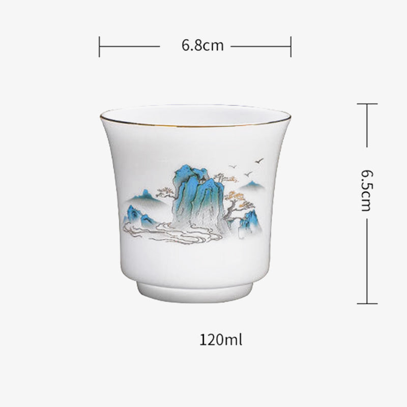 Nimara Ritual Mountains Rivers Tree Ceramic Teacup Kung Fu Tea Cup 120ml
