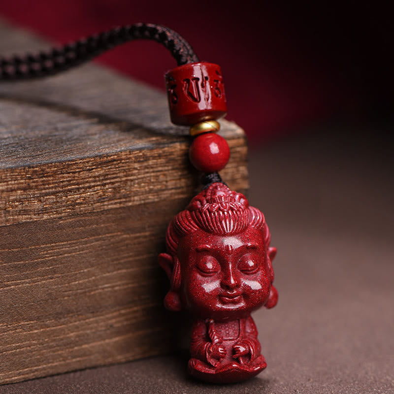 Nimara Ritual Chinese Zodiac Natal Buddha Natural Cinnabar Amulet Keep Away Evil Spirits Necklace Pendant