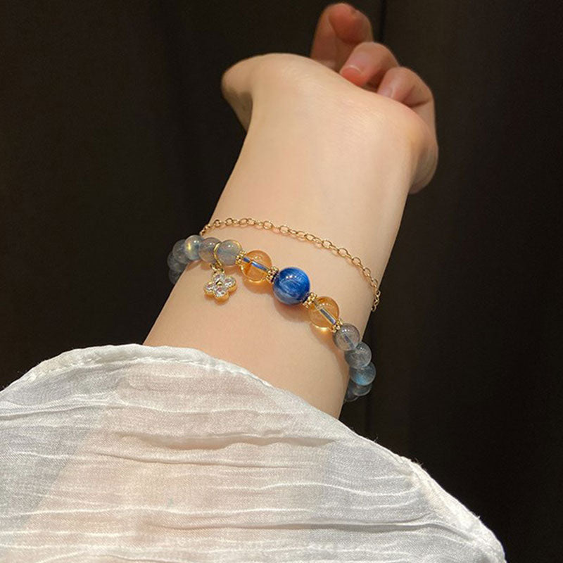 Nimara Ritual Natural Moonstone Flower Chram Healing Beads Bracelet
