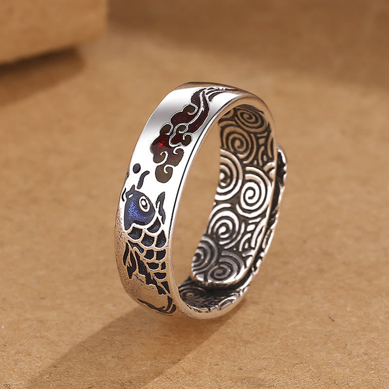 Nimara Ritual Koi Fish Auspicious Cloud Design Luck Wealth Ring