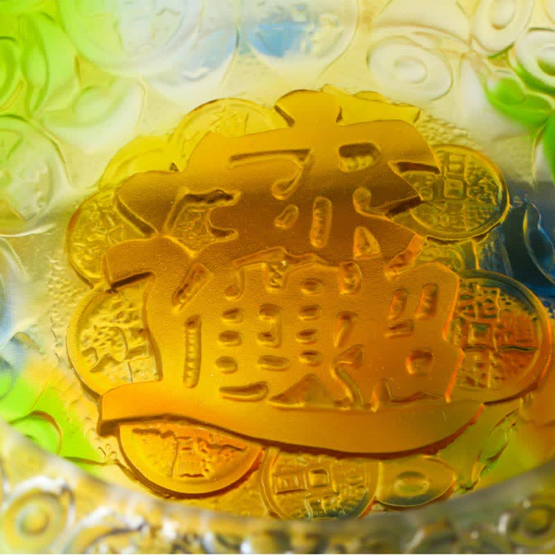 Nimara Ritual Handmade Liuli Crystal Treasure Bowl Ingots Art Piece Home Decoration