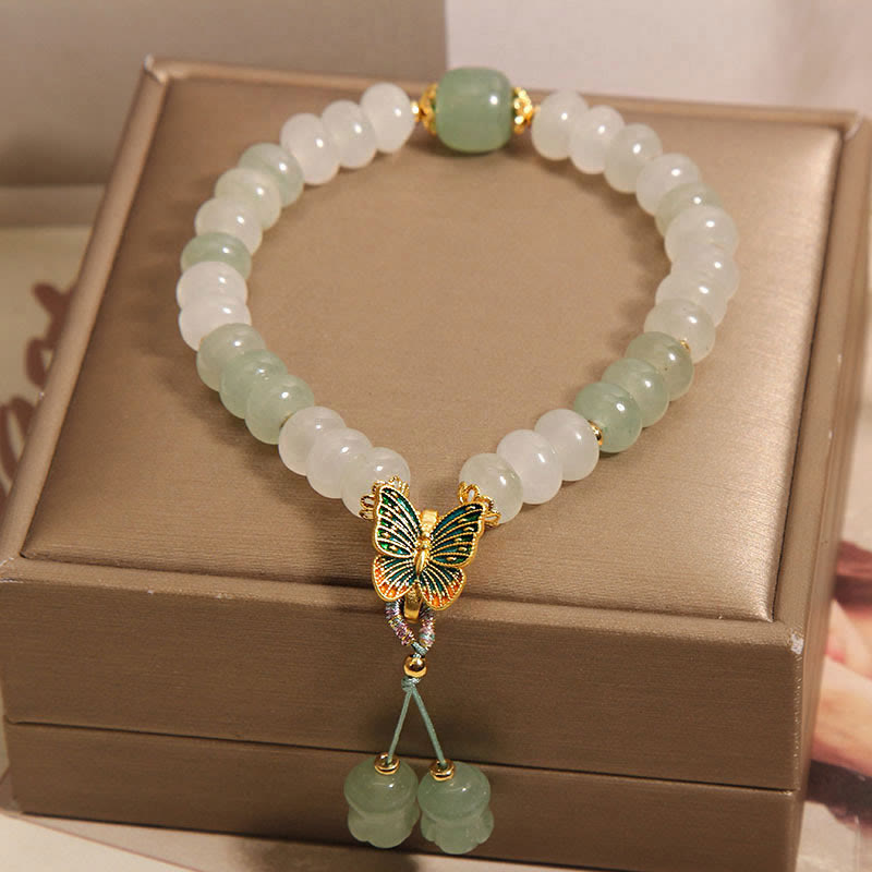 Nimara Ritual Natural Tianshan Jade Abacus Beads Butterfly Prosperity Bracelet