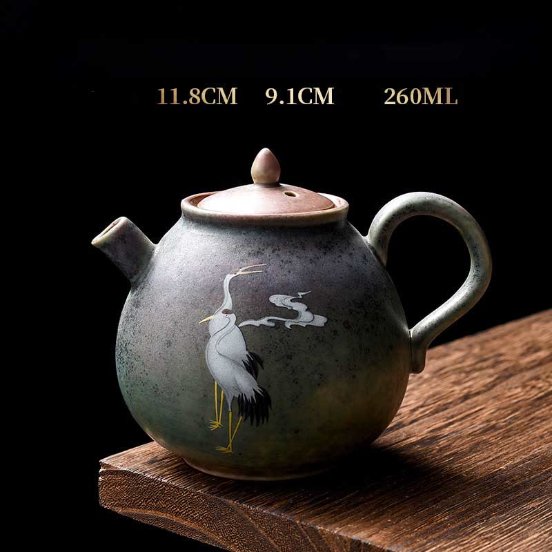 Nimara Ritual White Crane Cloud Chinese Gongfu Tea Ceramic Kung Fu Teapot