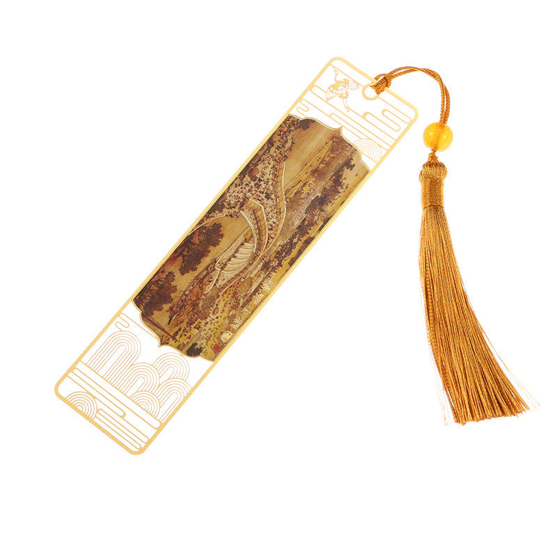 Nimara Ritual A Panorama of Rivers and Mountains Metal Hollow Bookmarks Tassel With Gift Box