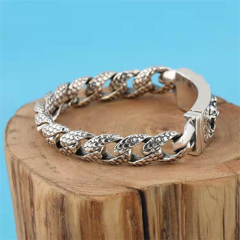 Nimara Ritual Retro Dragon Scale Pattern Engraved Protection Bracelet