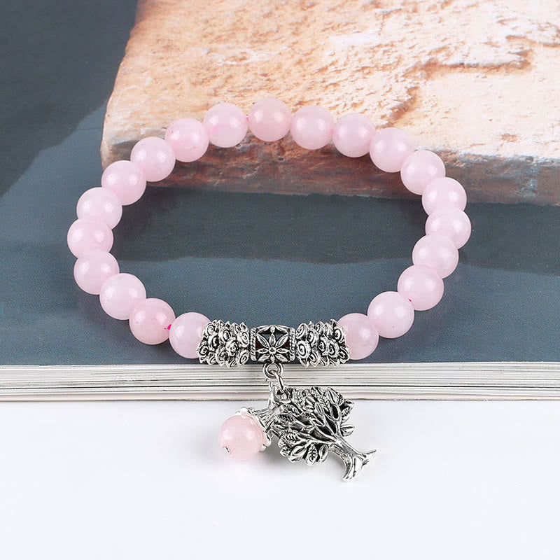 Nimara Ritual Natural Gemstone Tree of Life Lucky Charm Stretch Bracelet