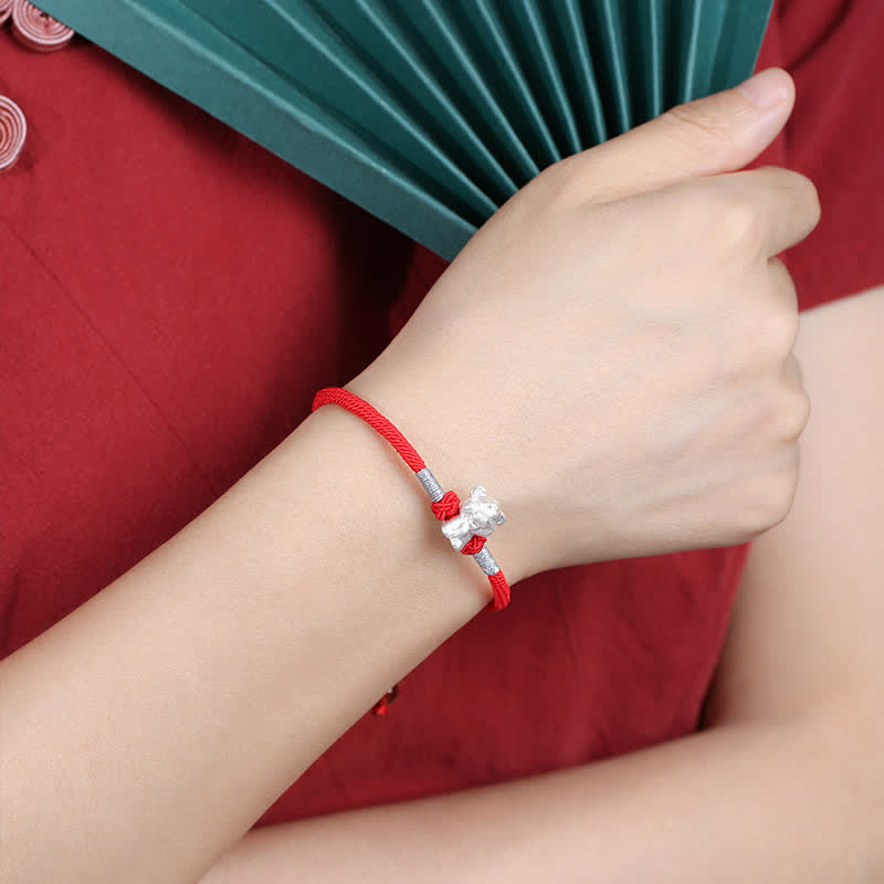 Nimara Ritual 999 Sterling Silver Chinese Zodiac Luck Strength Red String Bracelet