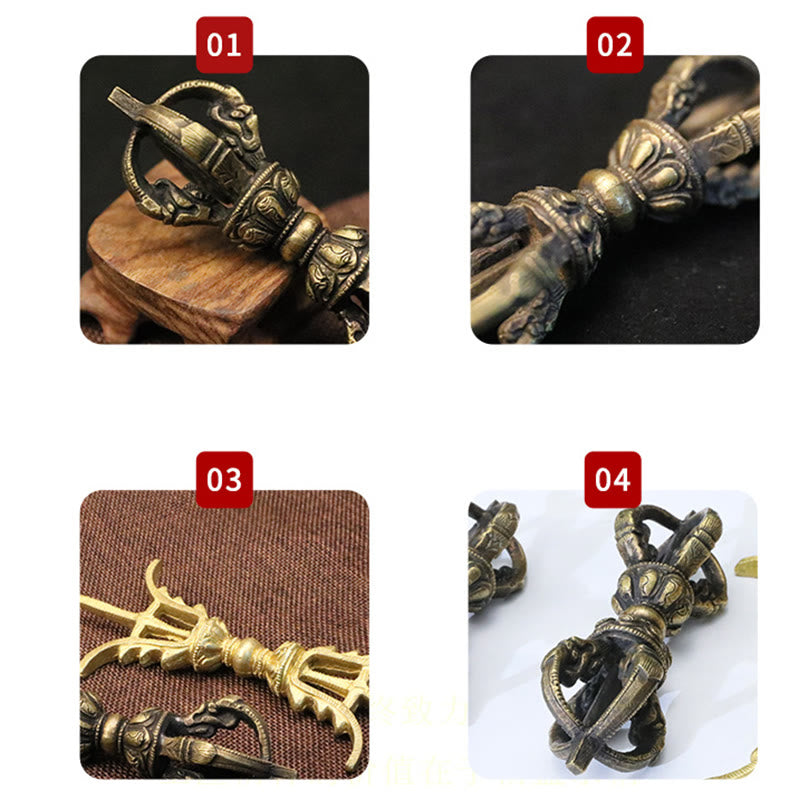 Nimara Ritual Handmade Nepal Five Prong Three Prong Vajra Dorje Strength Copper Decoration