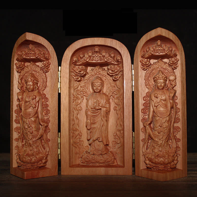Nimara Ritual Avalokitesvara Kwan Yin Buddha Cherry Wood Compassion Home Decoration Altar