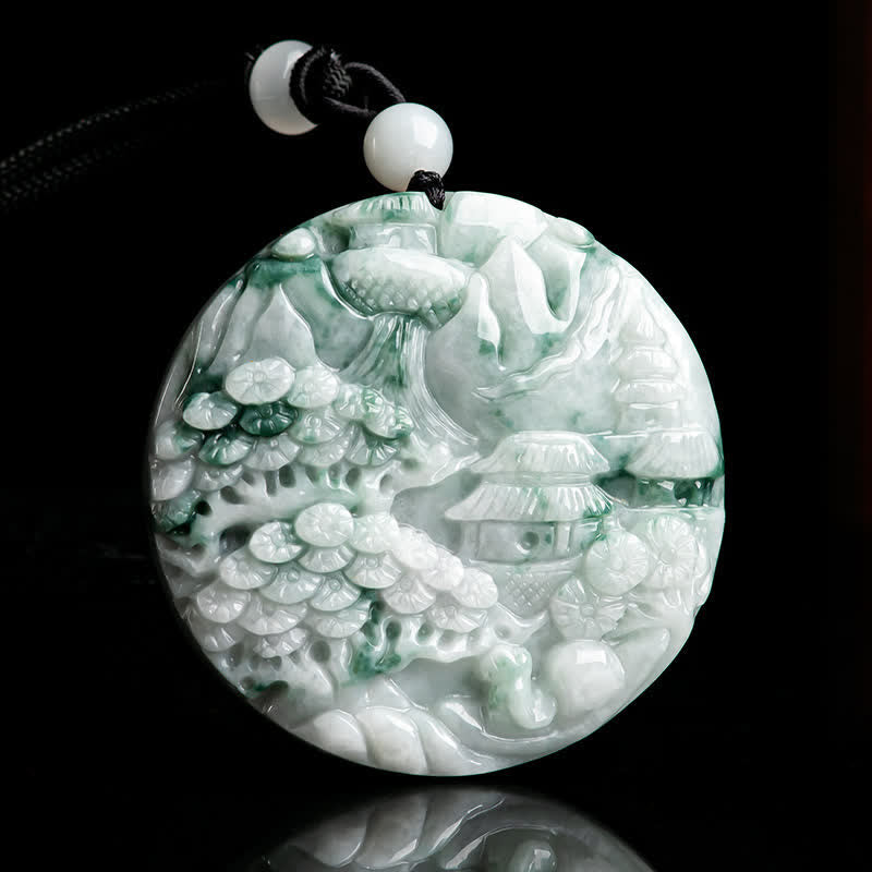 Nimara Ritual Mountain Landscape Jade Abundance String Necklace
