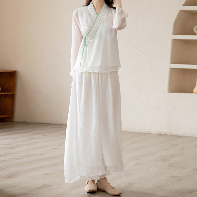 Nimara Ritual Retro Prayer Zen Spiritual Meditation Practice Chiffon Clothing Women's Set