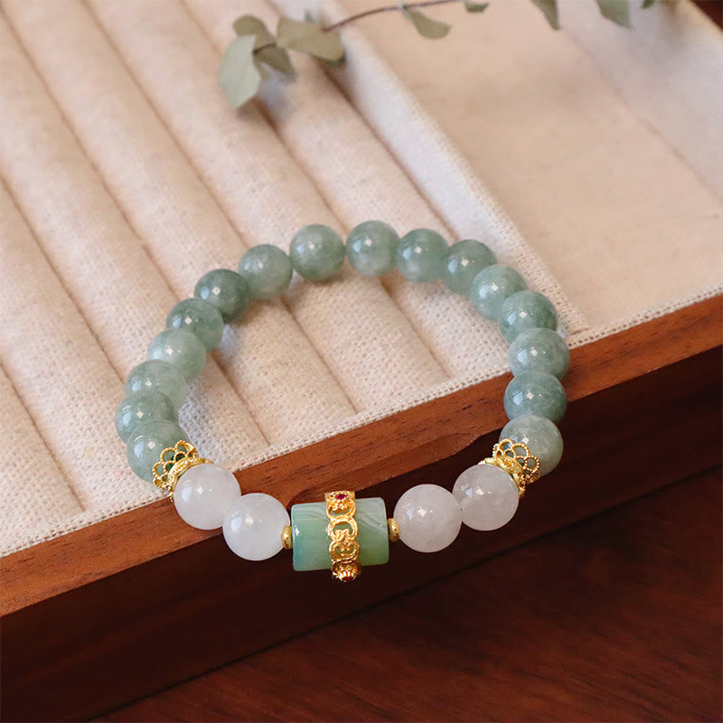 Nimara Ritual Single Double Layer Jade Peace Buckle Luck Bracelet