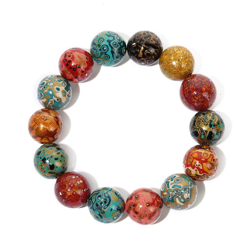 Nimara Ritual Natural Multicolored Lacquer Beads Calm Bracelet