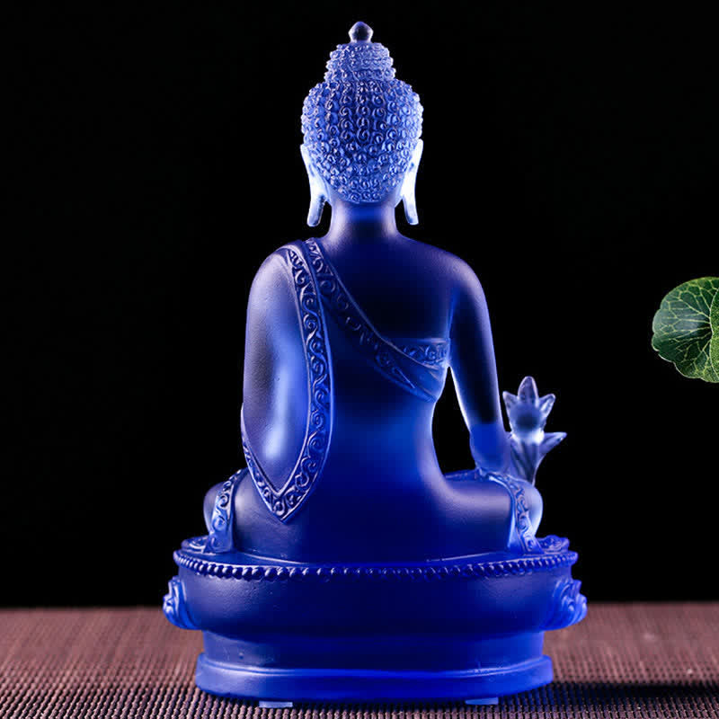 Nimara Ritual Medicine Buddha Handmade Liuli Crystal Art Piece Compassion Statue Home Office Offering Decoration