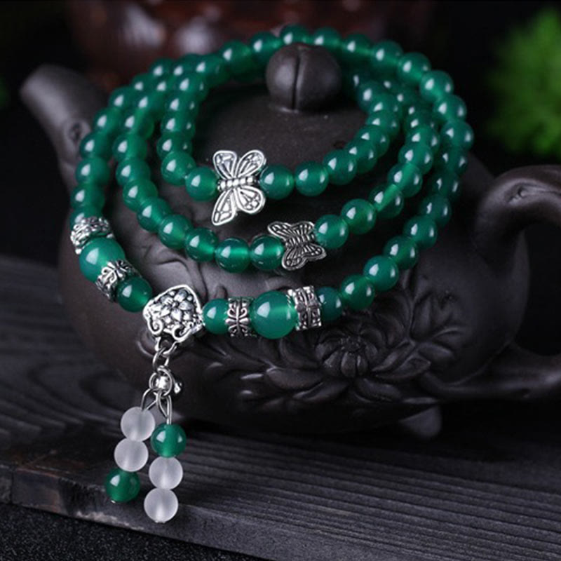 Nimara Ritual Natural Green Agate Butterfly Support Bracelet