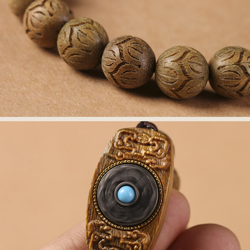 Nimara Ritual Green Sandalwood Ebony Wood Sandalwood Om Mani Padme Hum Soothing Bracelet