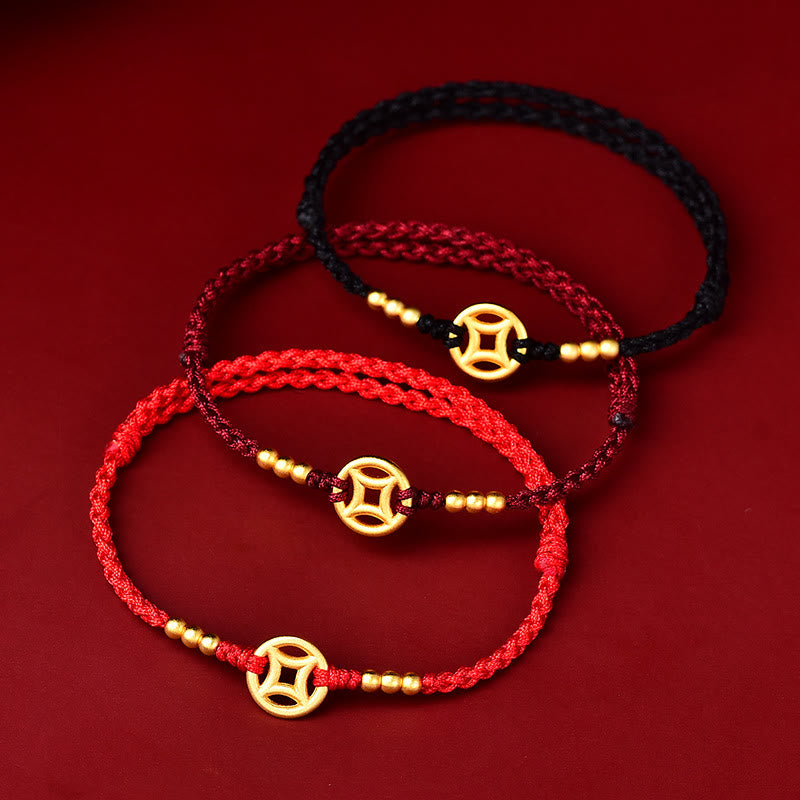 Nimara Ritual Copper Coin Strength Braided String Bracelet Anklet