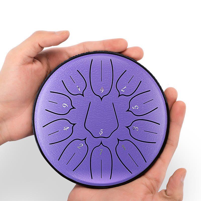 Nimara Ritual Steel Tongue Drum Sound Healing Meditation Yoga Lotus Drum Kit 11 Note 6 Inch
