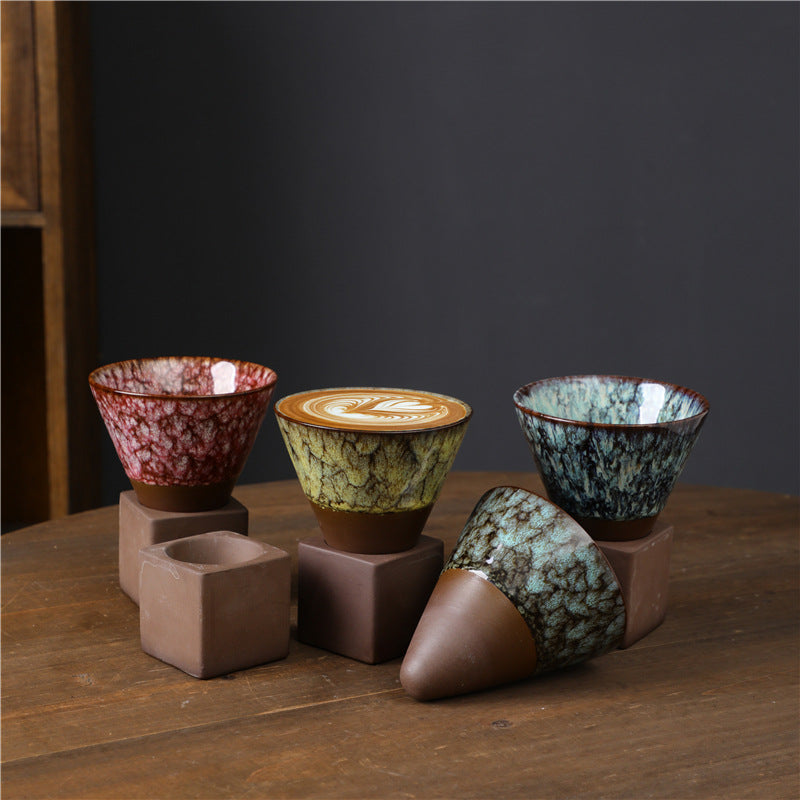 Nimara Ritual Retro Kiln Change Ceramic Coffee Mug Tea Latte Espresso Coffee Cup With Base 200ml