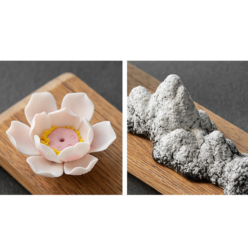 Nimara Ritual Lotus Flower Tathagata Kwan Yin Avalokitesvara Ksitigarbha Meditation Ceramic Stick Incense Burner Decoration