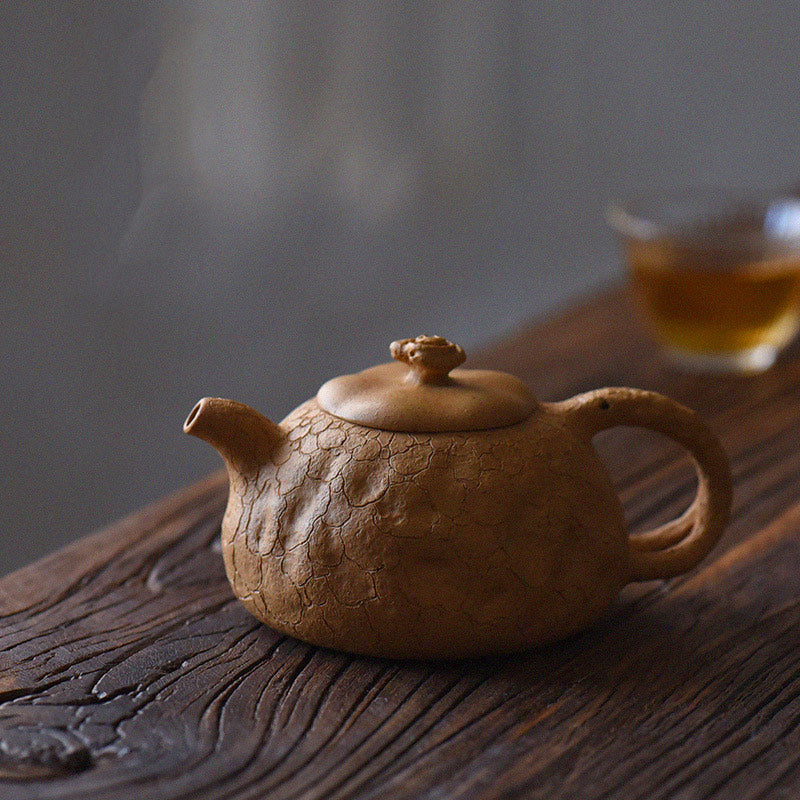 Nimara Ritual Handmade Vintage Tree Texture Purple Clay Kung Fu Teapot 220ml