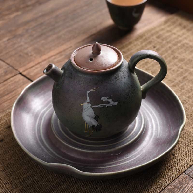Nimara Ritual White Crane Cloud Chinese Gongfu Tea Ceramic Kung Fu Teapot