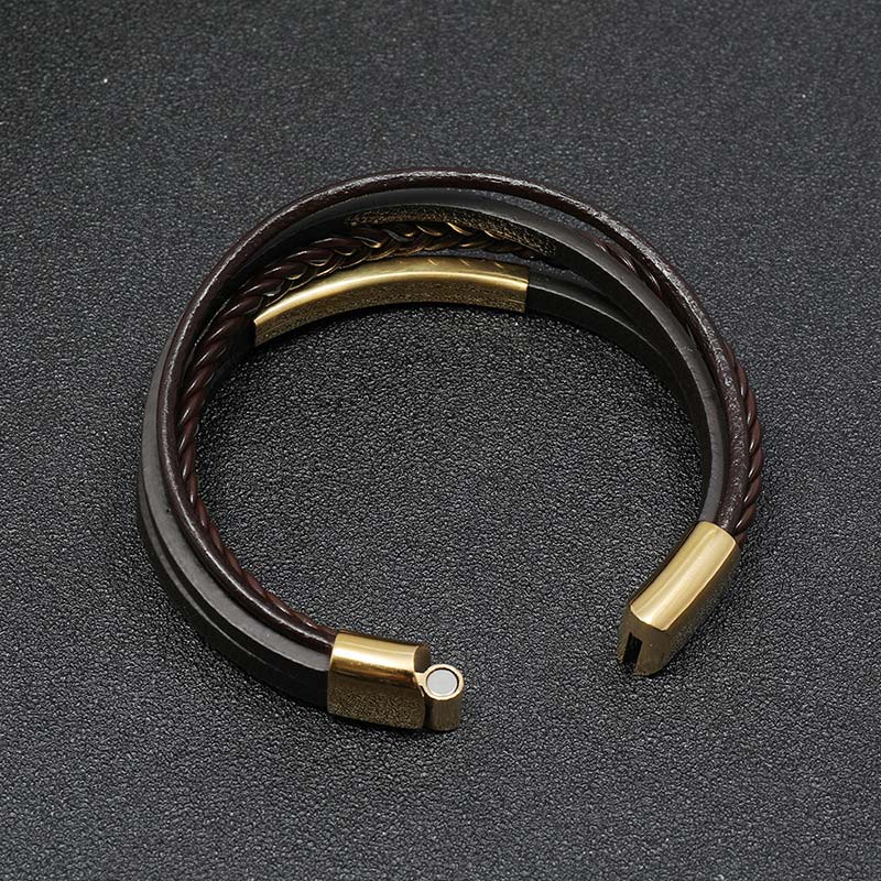 Nimara Ritual Simple Design Titanium Steel Leather Luck Bracelet