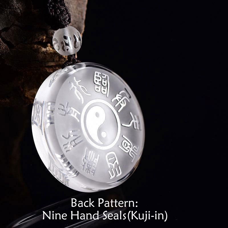 Nimara Ritual Taoism Five Sacred Mountains Yin Yang Symbol Liuli Crystal Balance Necklace Pendant Key Chain