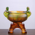 Nimara Ritual Handmade Liuli Crystal PiXiu Treasure Bowl Art Piece Home Decoration
