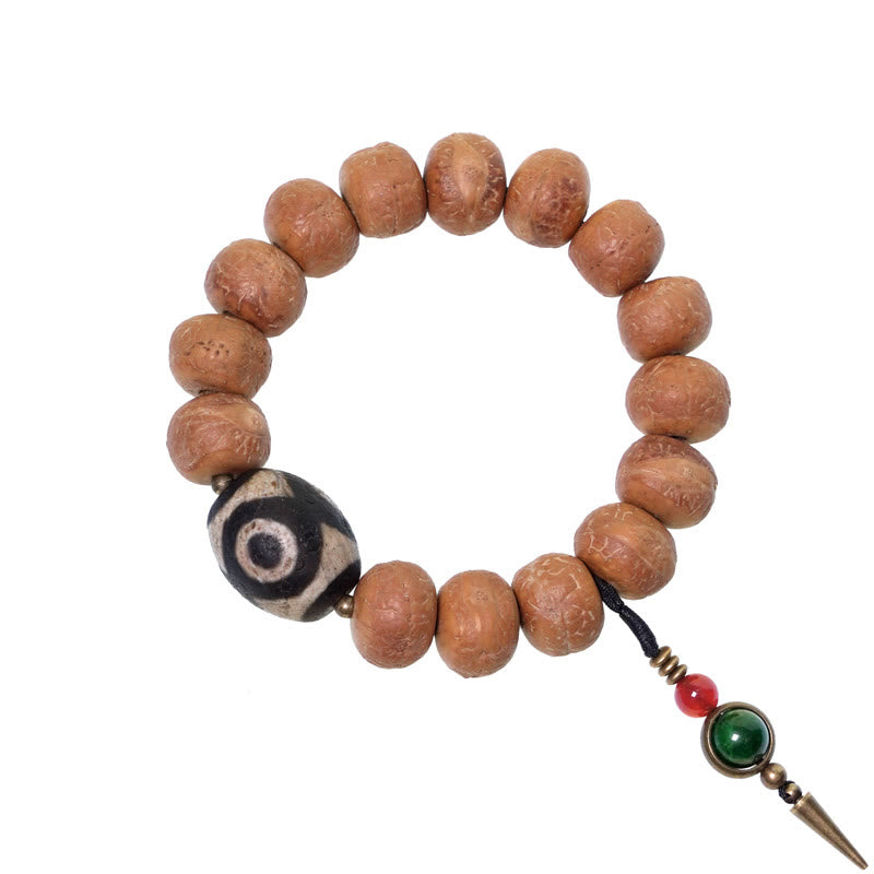 Nimara Ritual Tibet Bodhi Seed Dzi Bead Peace Charm Wrist Mala Bracelet