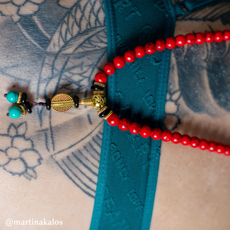 Nimara Ritual Tibetan Mala Red Turquoise Lucky Necklace Bracelet