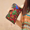 Nimara Ritual Dragon Butterfly Cosmos Flower Embroidery Wallet Shopping Purse